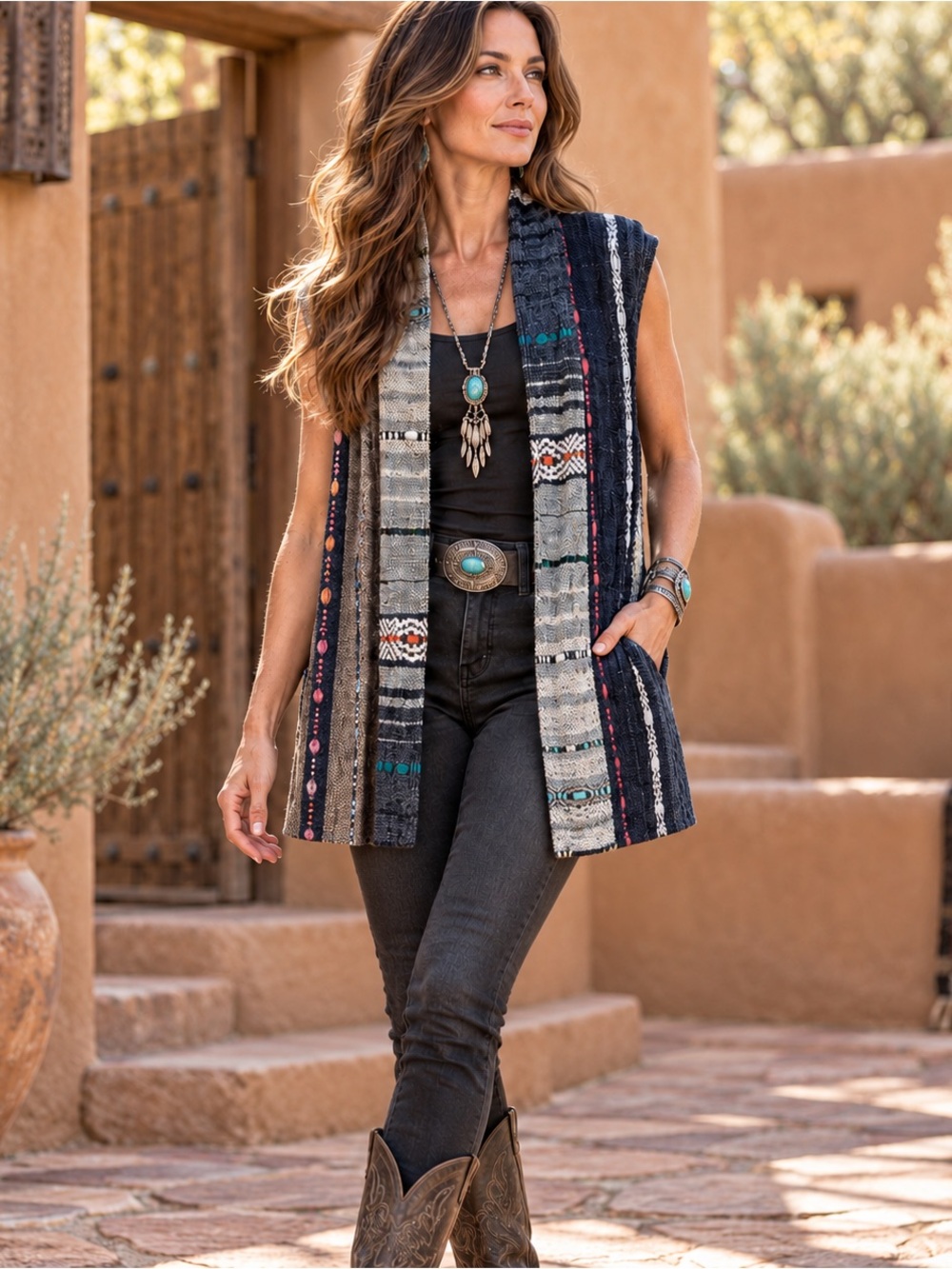 Nancy Paap Santa Fe Eclectic Artisan Handwoven Wearable Art Vest Southwestern